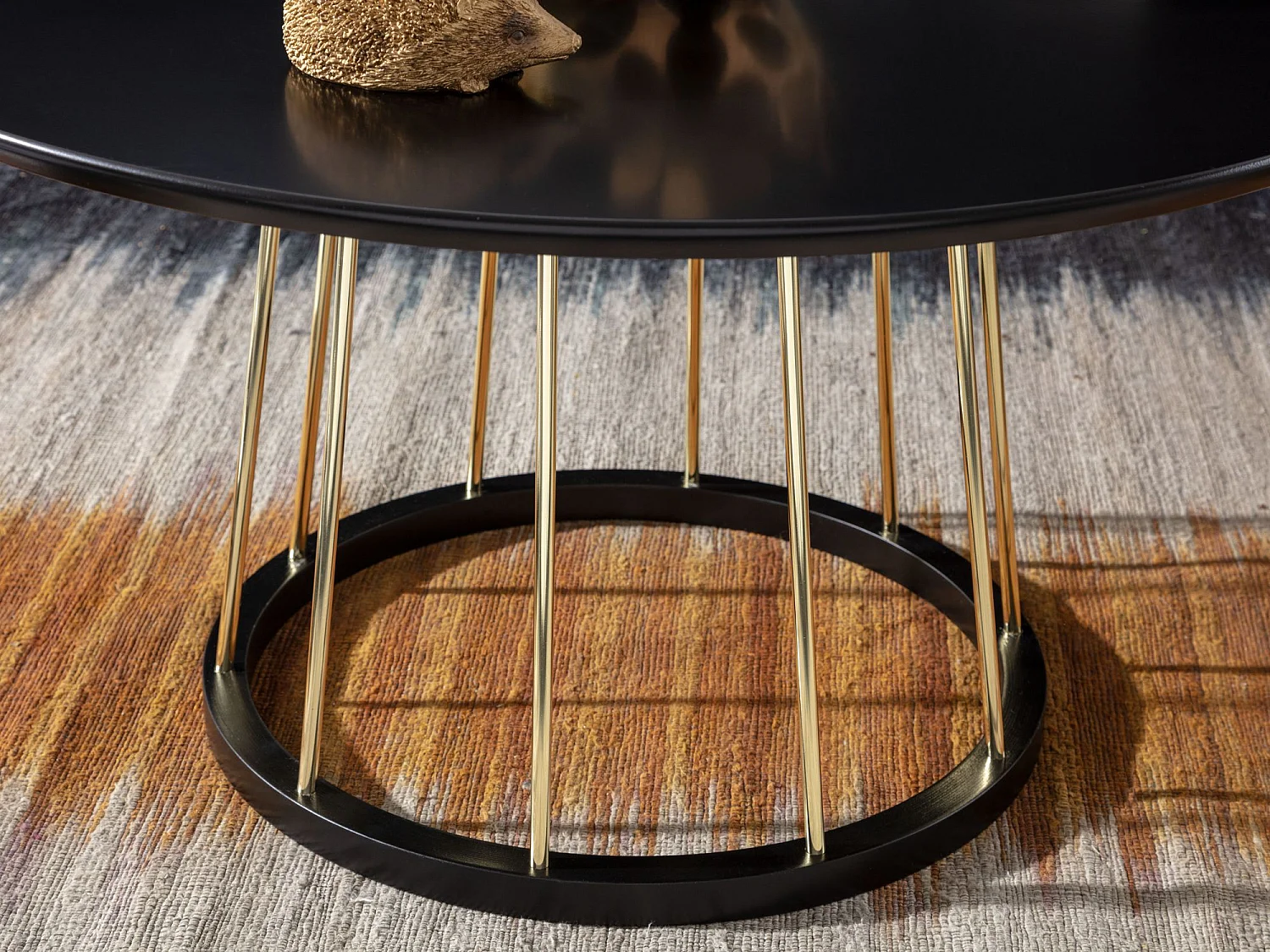 Table Basse ronde 80 cm table de salon en métal noir