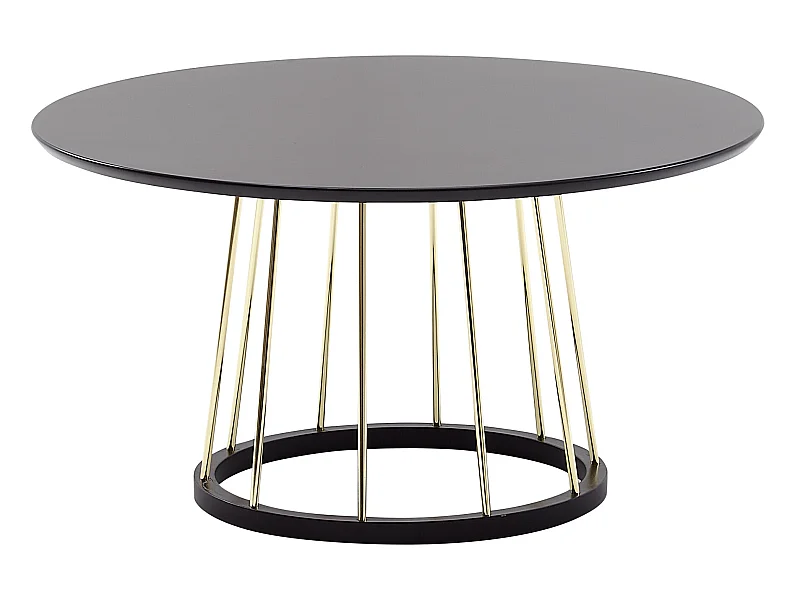 Table Basse ronde 80 cm table de salon en métal noir