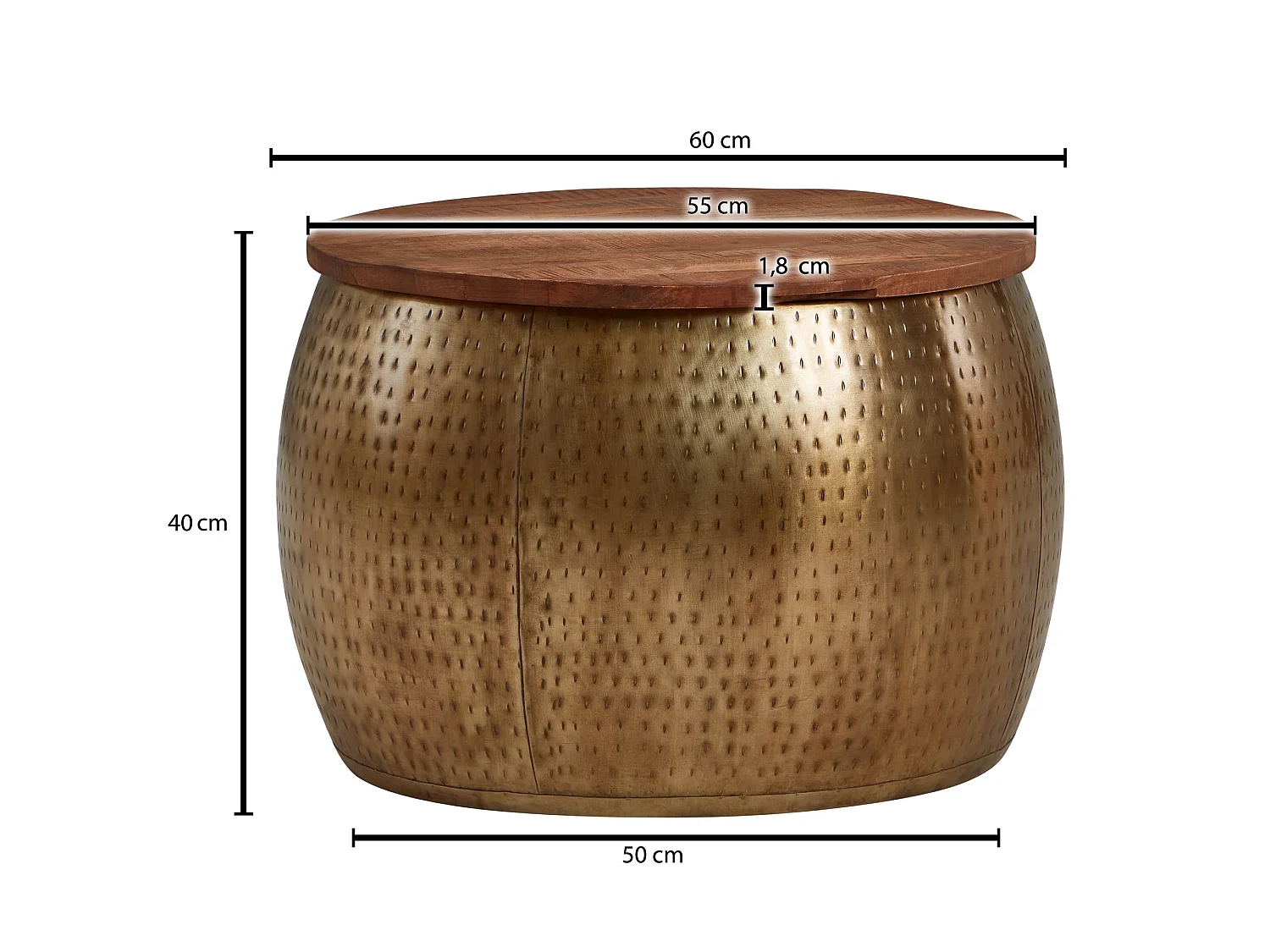 Couchtisch Sofatisch Rund Metall Ø 60 cm Tisch Stauraum Wohnzimmertisch