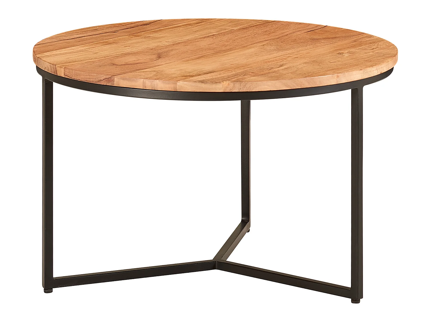 Table Basse de Salon 60x60x38cm Table Canapé Bois Metal Industriel Ronde
