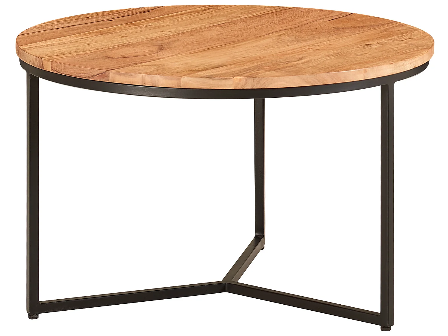 Table Basse de Salon 60x60x38cm Table Canapé Bois Metal Industriel Ronde