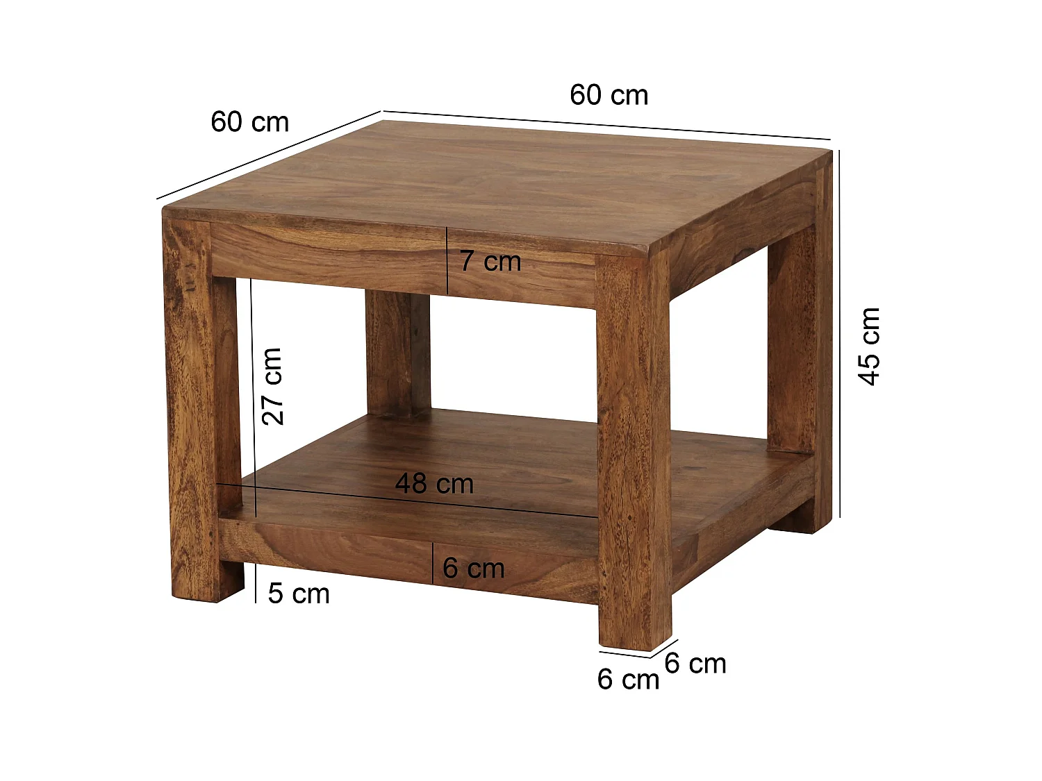Table Basse Bois Massif 60x45x60cm Table d'appoint Table de salon Design