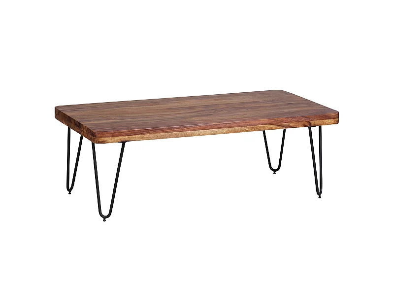 Couchtisch Massivholz 115 cm breit Wohnzimmertisch Metallbeine Landhaus