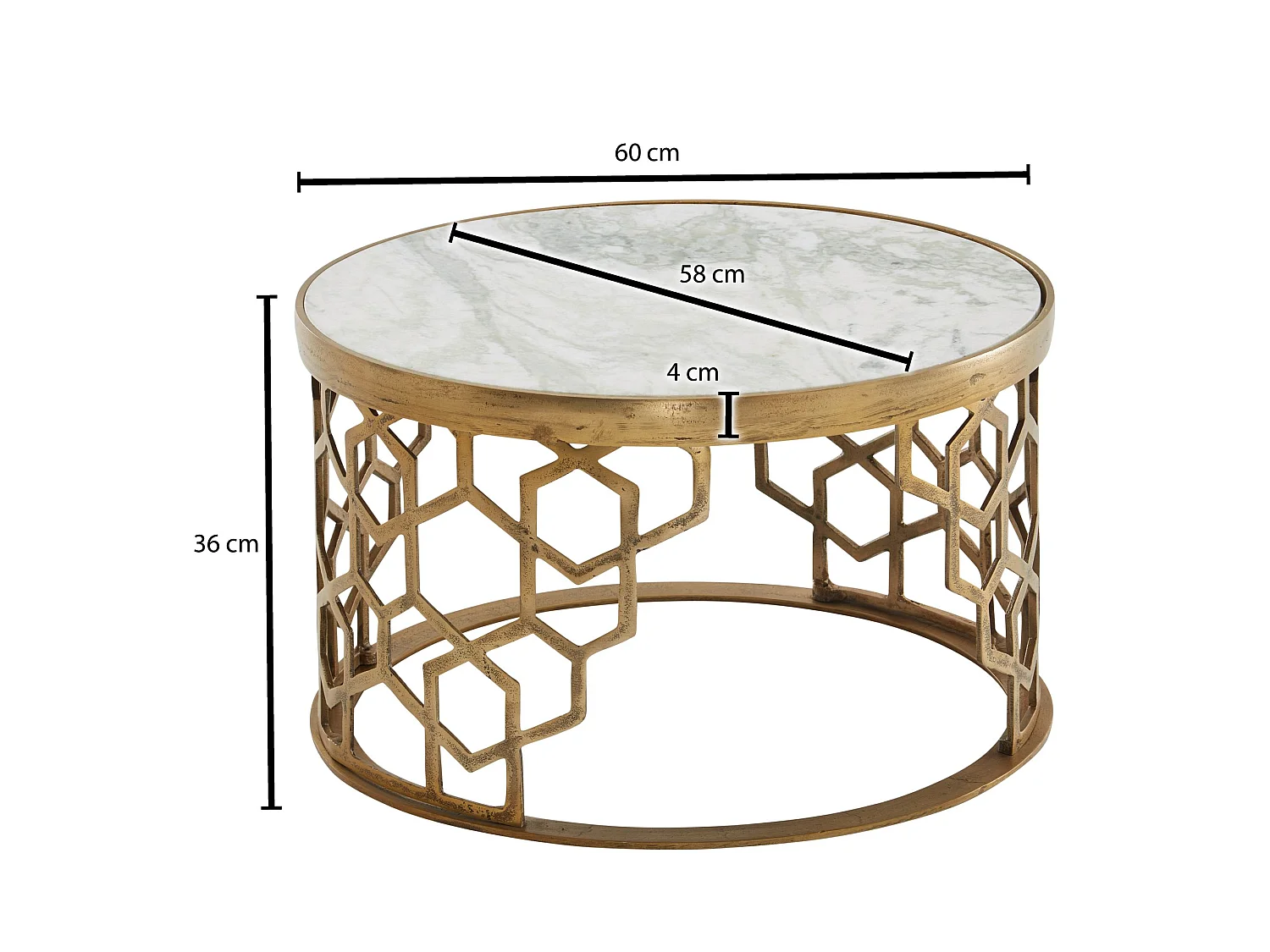 Couchtisch Sofatisch Echter Marmor Ø 60 cm Tisch Wohnzimmertisch Rund