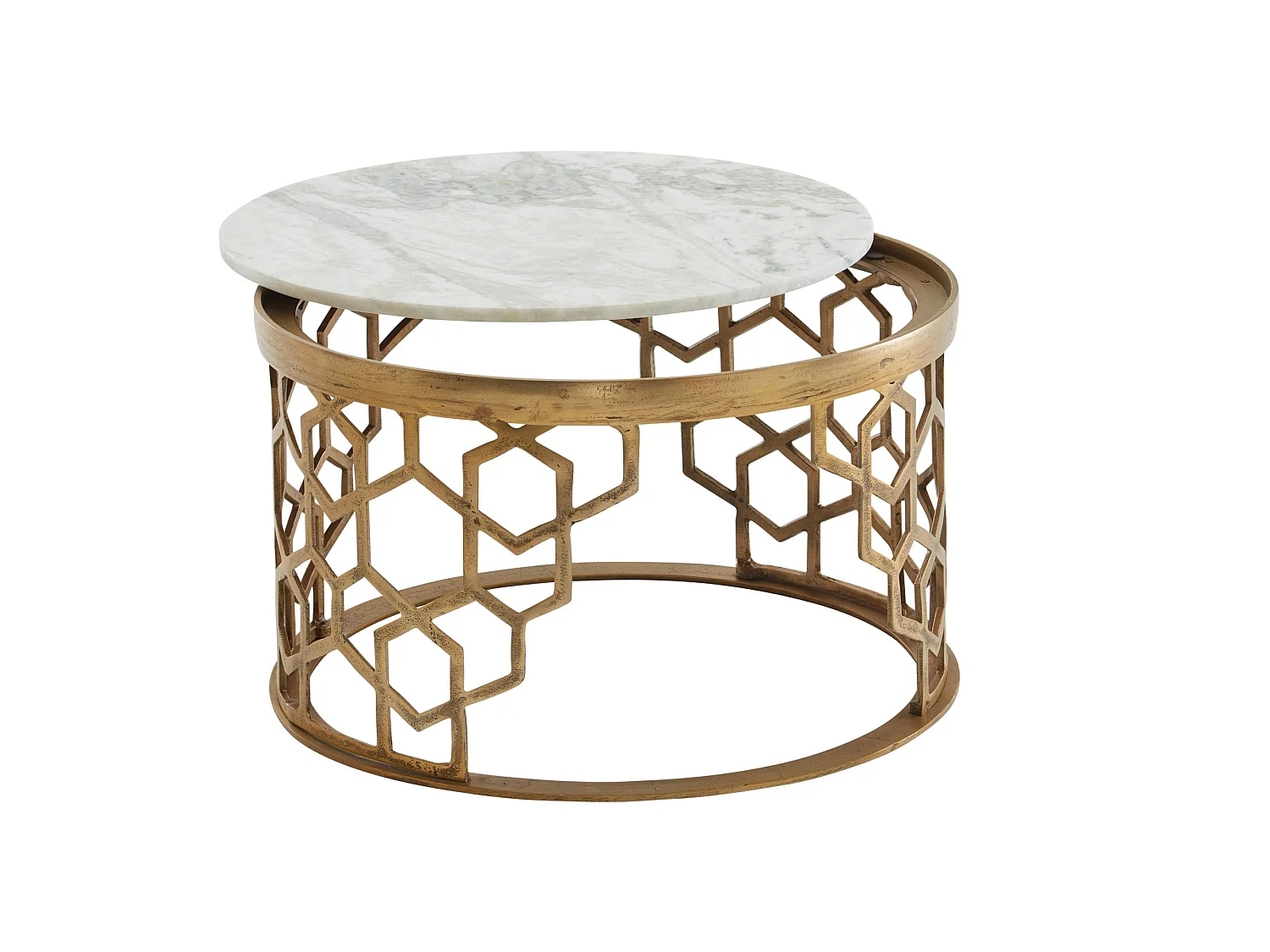Table Basse Ronde Marbre 60x60x36 cm Petite Table de Salon Moderne Blanc
