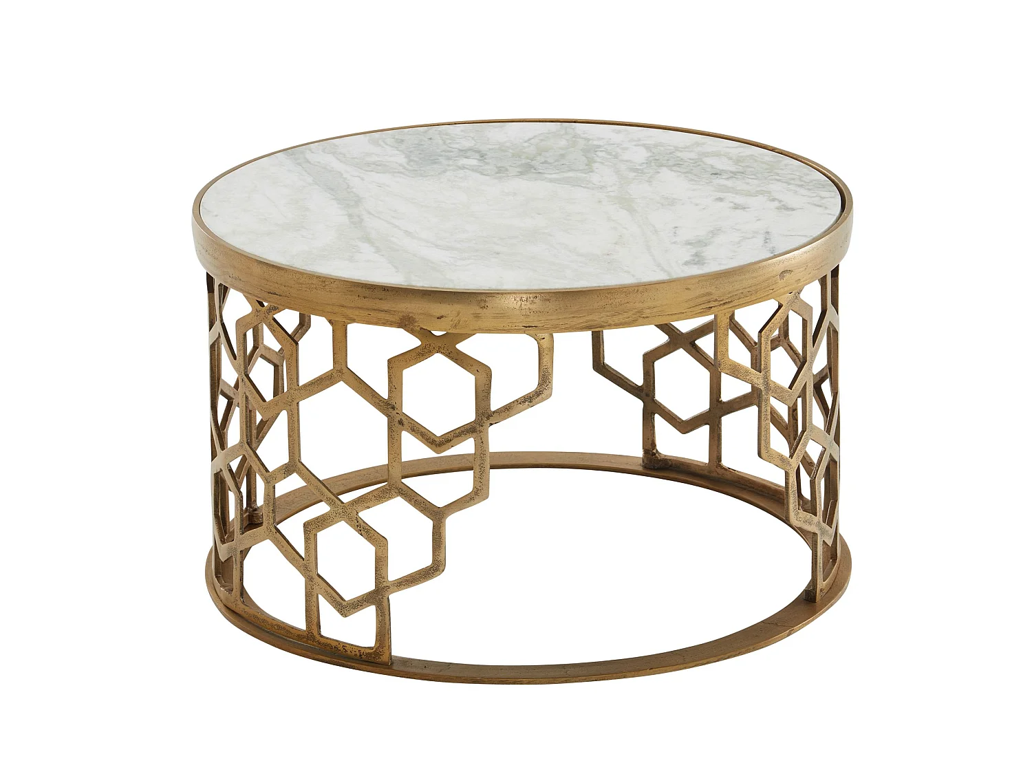 Table Basse Ronde Marbre 60x60x36 cm Petite Table de Salon Moderne Blanc