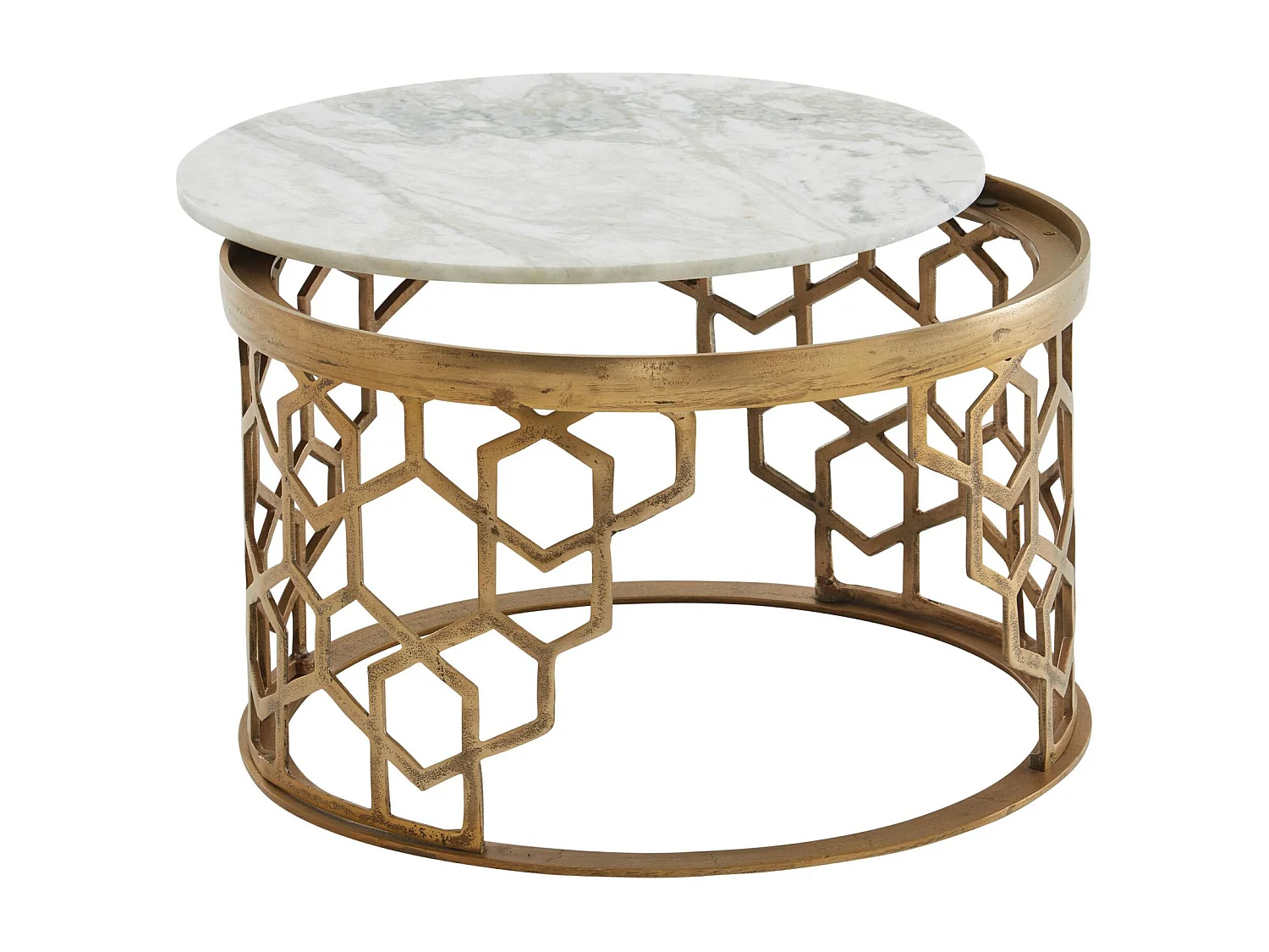 Couchtisch Sofatisch Echter Marmor Ø 60 cm Tisch Wohnzimmertisch Rund