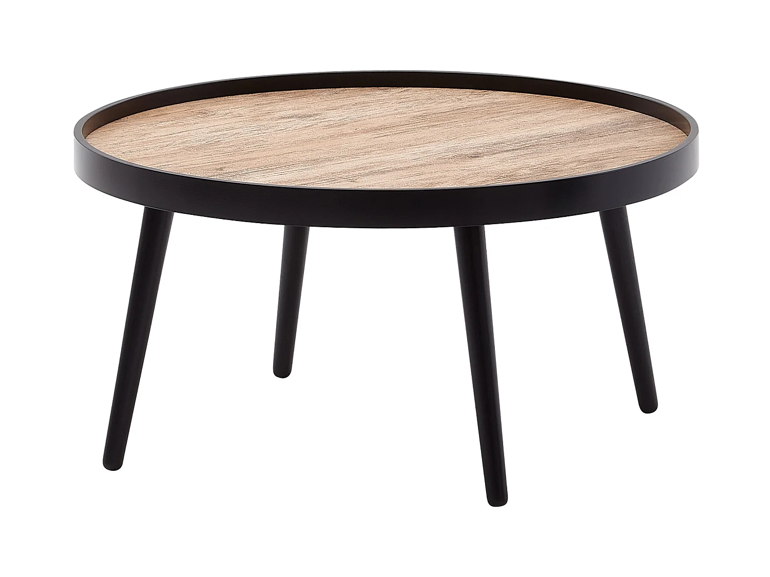 Table basse ronde 76x40 cm table de salon marron noir