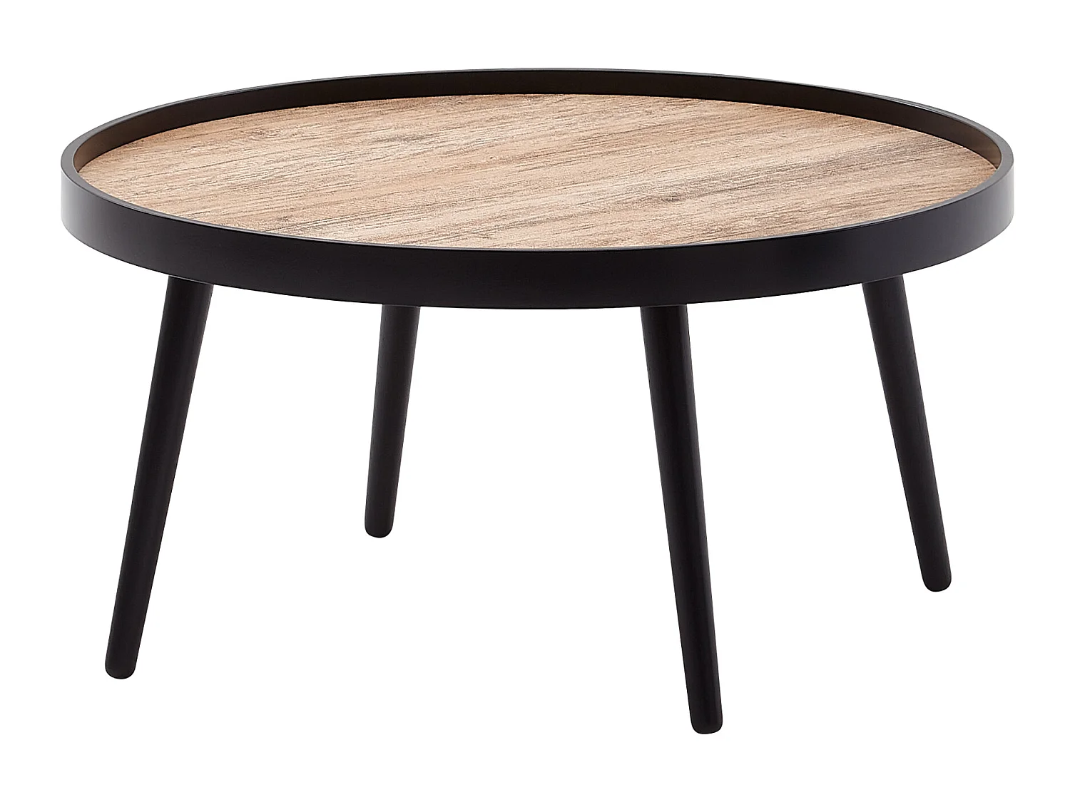 Table basse ronde 76x40 cm table de salon marron noir