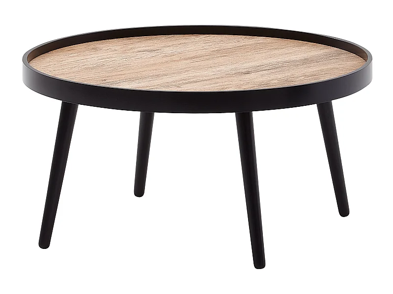 Table basse ronde 76x40 cm table de salon marron noir