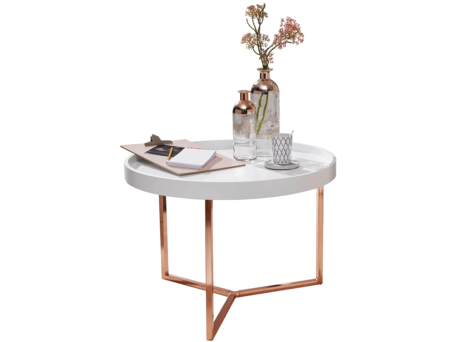 Couchtisch JESI Sofatisch rund Tabletttisch Beistelltisch Retro Metall