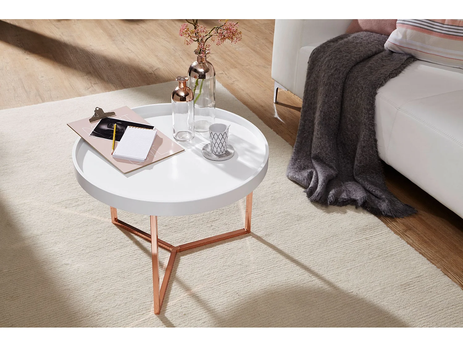 Couchtisch JESI Sofatisch rund Tabletttisch Beistelltisch Retro Metall