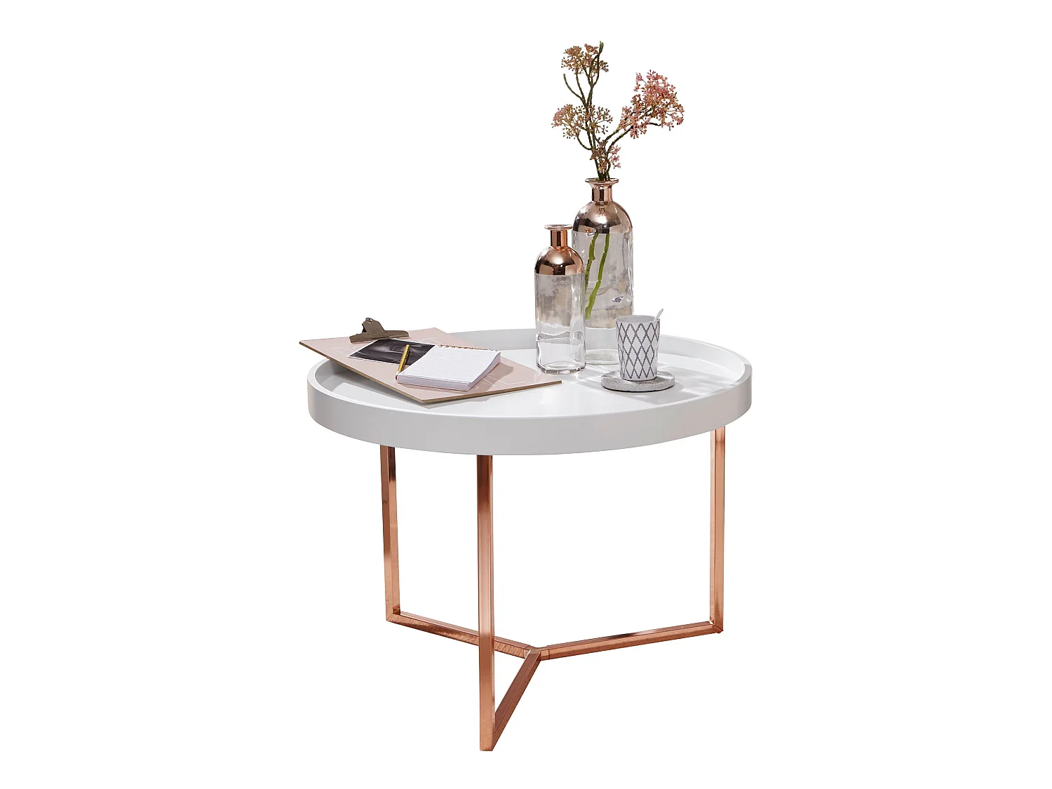 Table Basse Bois / Métal ø 58,5cm Table d'appoint Table de salon Rond
