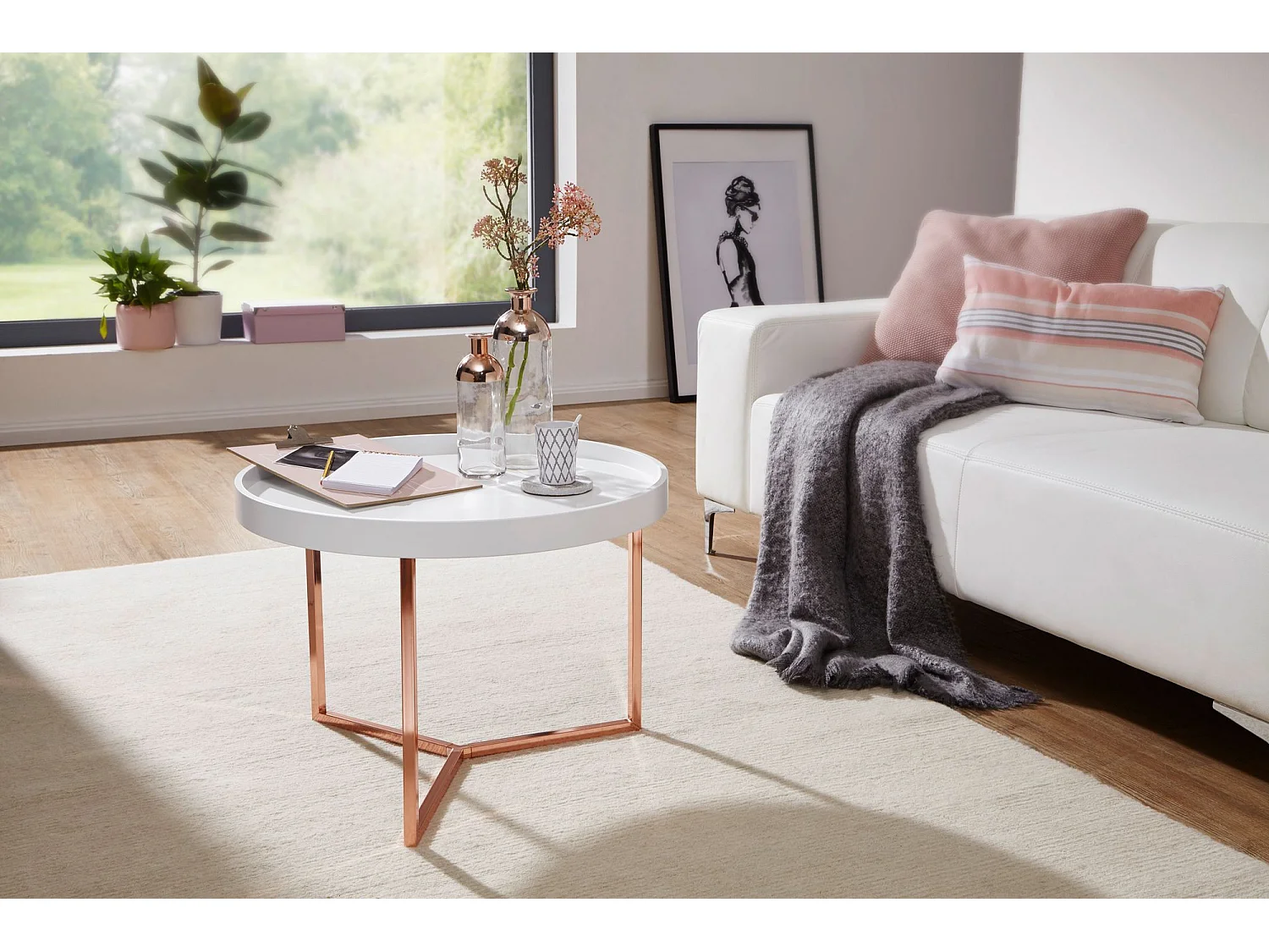 Couchtisch JESI Sofatisch rund Tabletttisch Beistelltisch Retro Metall