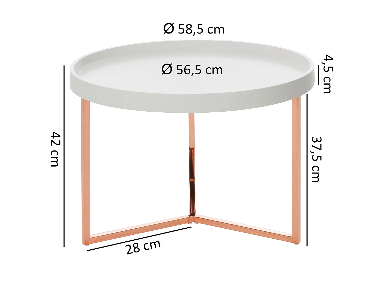 Couchtisch JESI Sofatisch rund Tabletttisch Beistelltisch Retro Metall