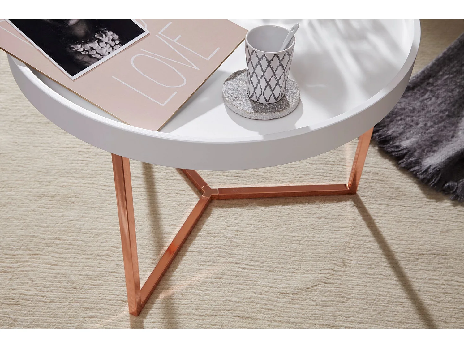 Couchtisch JESI Sofatisch rund Tabletttisch Beistelltisch Retro Metall