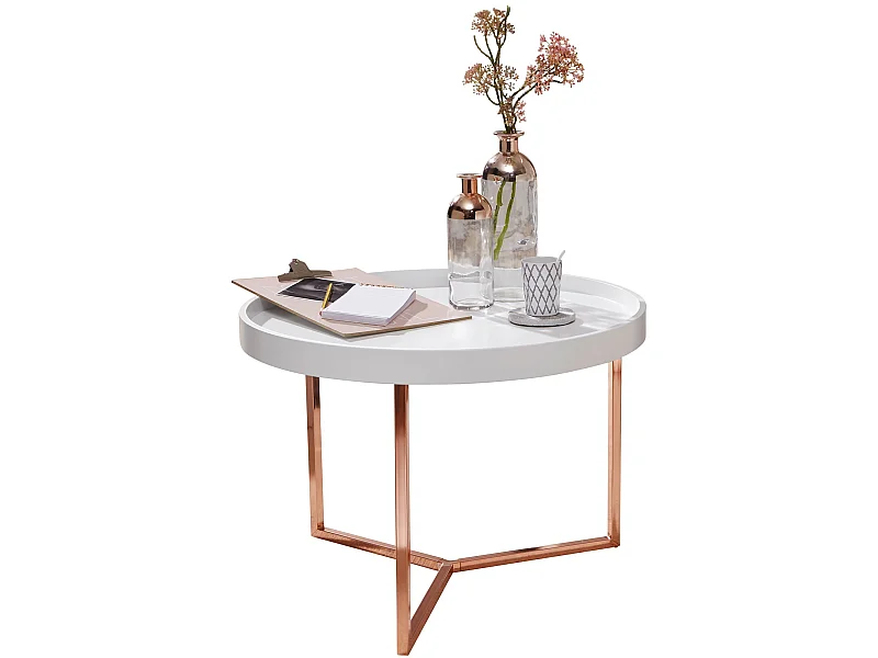 Table Basse Bois / Métal ø 58,5cm Table d'appoint Table de salon Rond