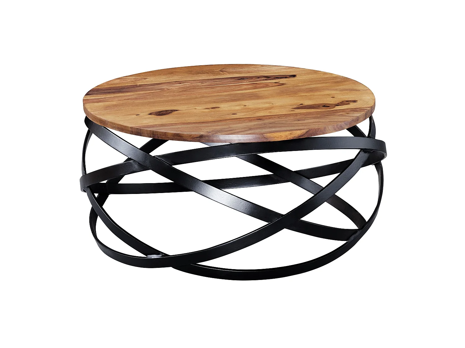 Table Basse Bois Massif Métal 60x30x60cm Table d'appoint Table de salon
