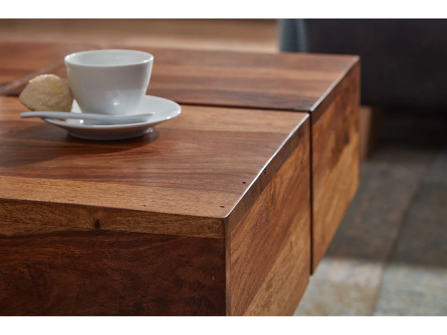 Table Basse Carrée Bois Massif 57,5x57,5x30 cm Petite Table de Salon