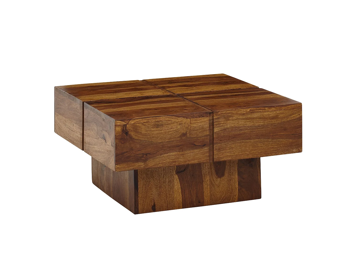 Table Basse Carrée Bois Massif 57,5x57,5x30 cm Petite Table de Salon