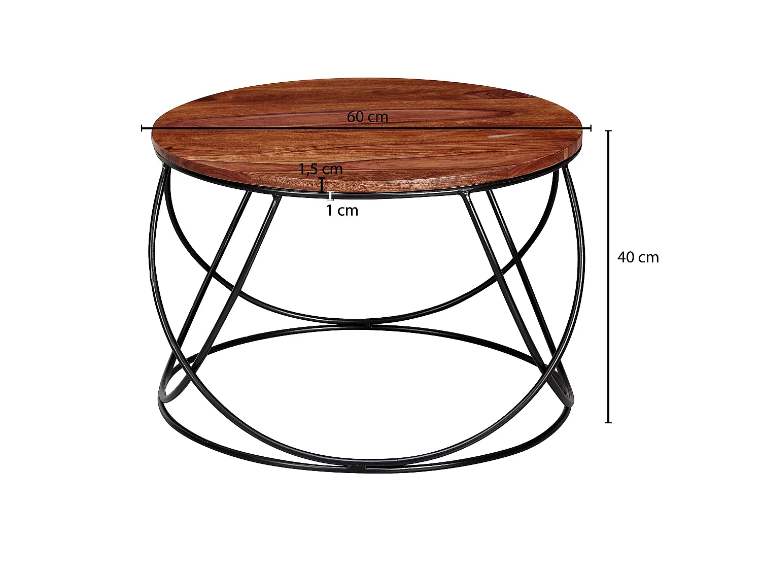 Couchtisch Massivholz 60 cm Wohnzimmertisch Sofatisch Rund Tisch Holz