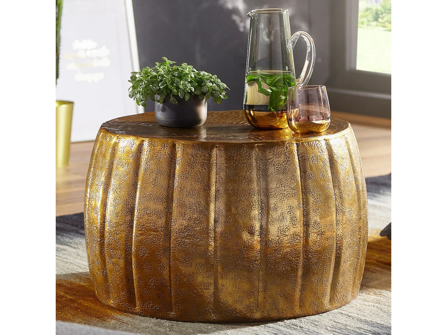 Table Basse Métal 60x36x60 cm Table d'appoint Design Bout de canapé Rond