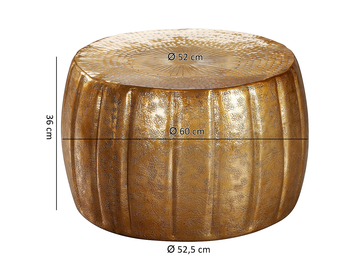 Table Basse Métal 60x36x60 cm Table d'appoint Design Bout de canapé Rond