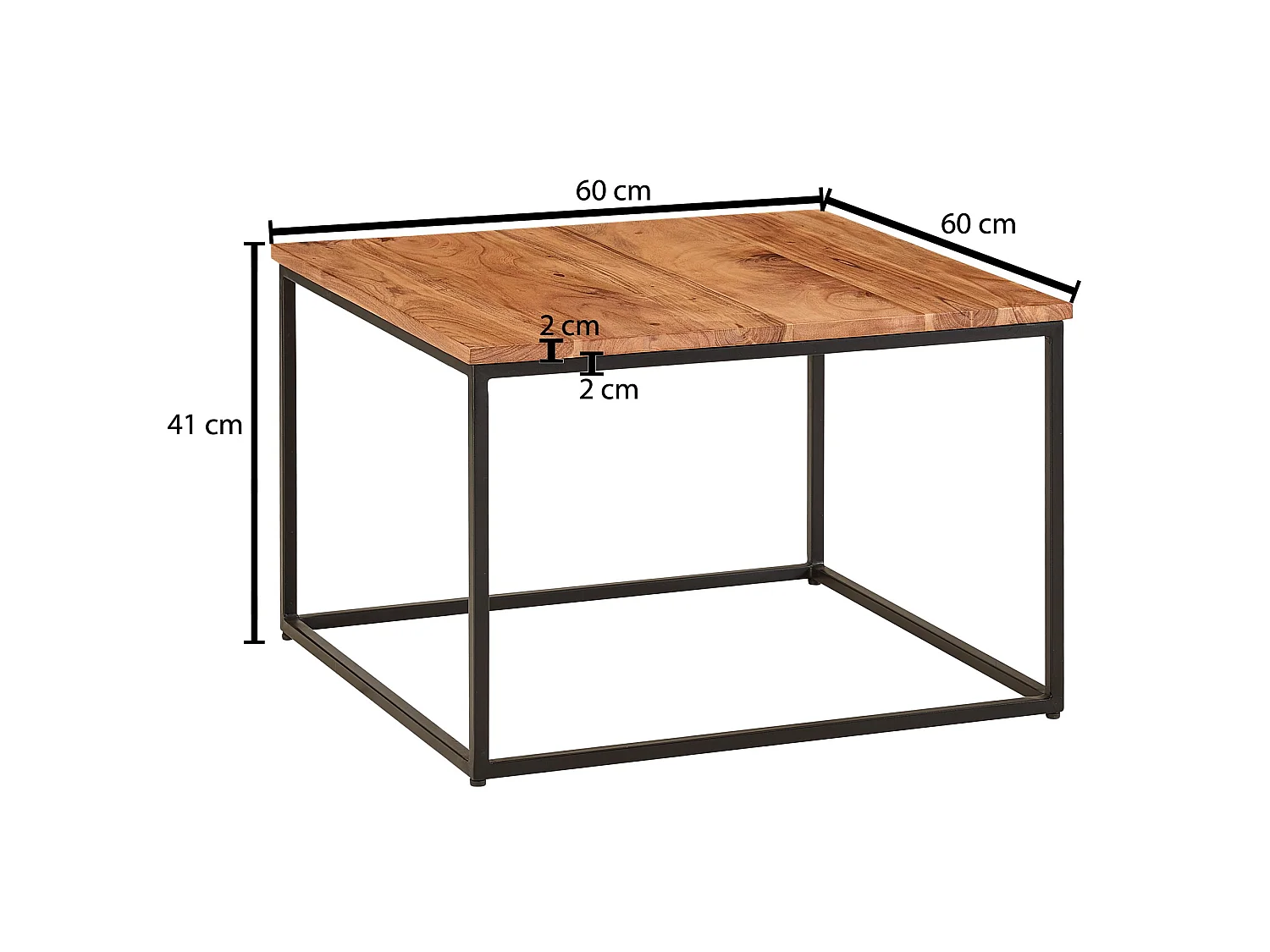 Couchtisch Massivholz 60x60x41 cm Wohnzimmertisch Sofatisch Quadratisch