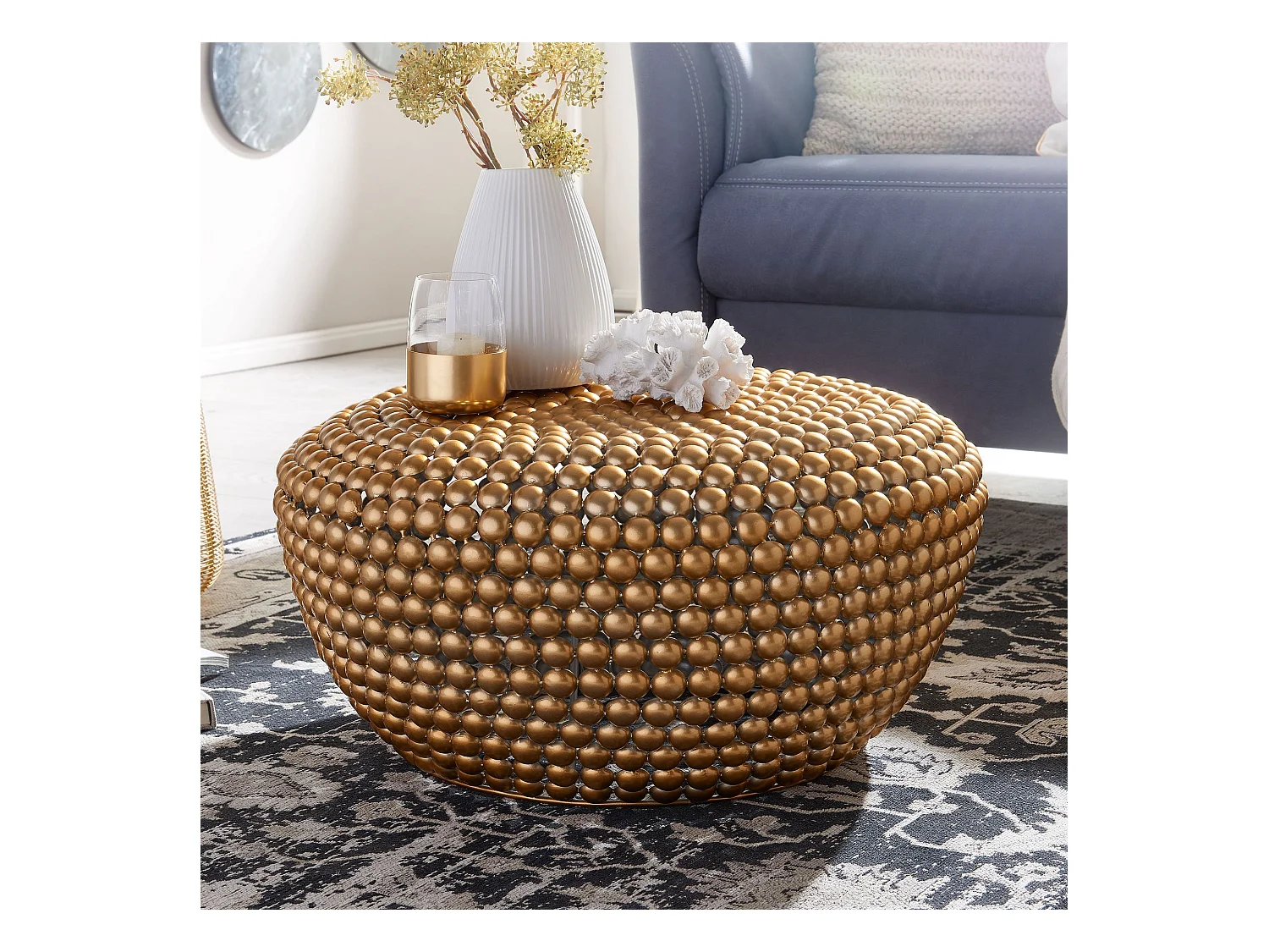 Couchtisch Wohnzimmertisch Metall 60x60x30cm Sofatisch Rund Tisch Klein