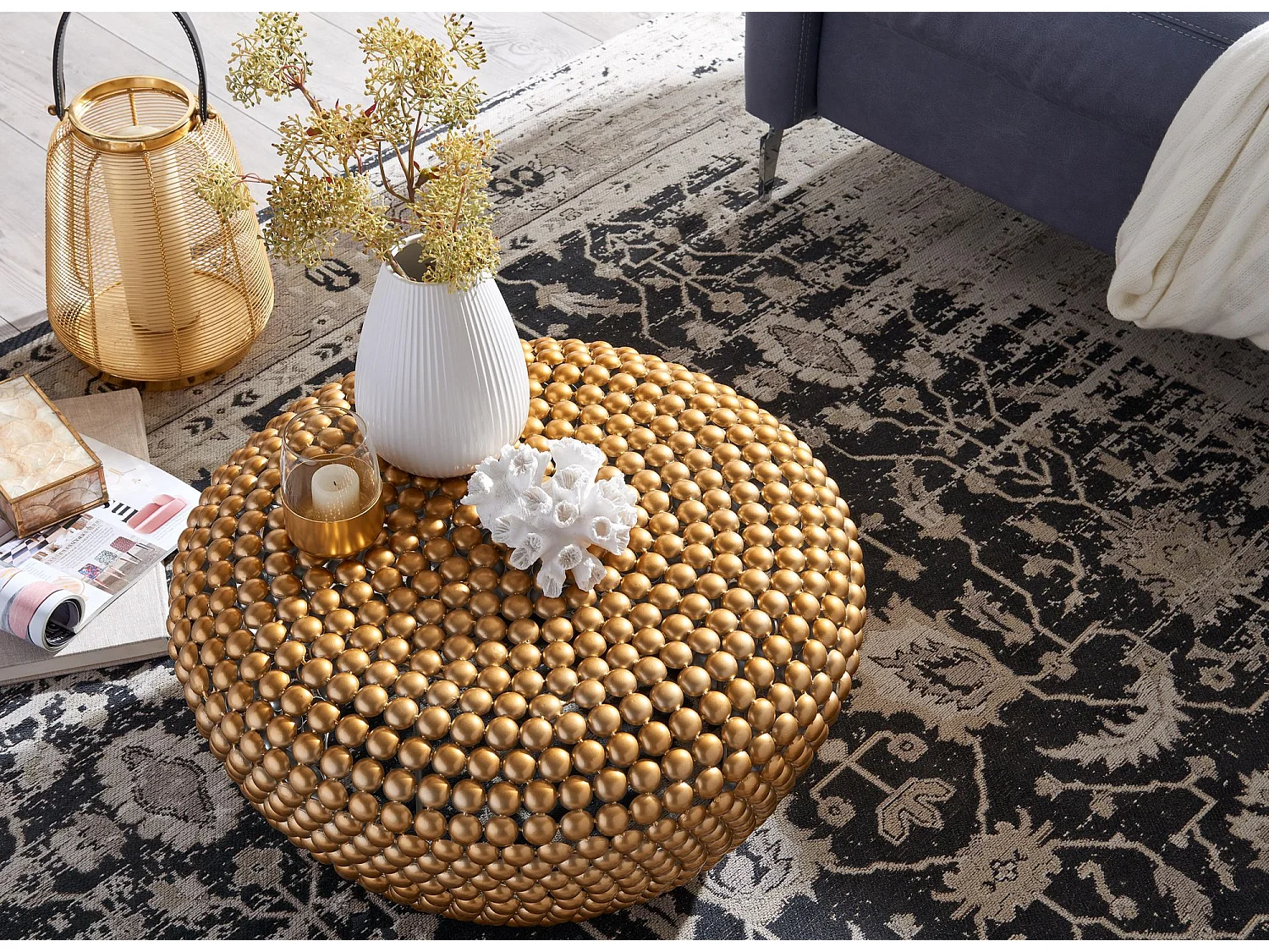 Couchtisch Wohnzimmertisch Metall 60x60x30cm Sofatisch Rund Tisch Klein