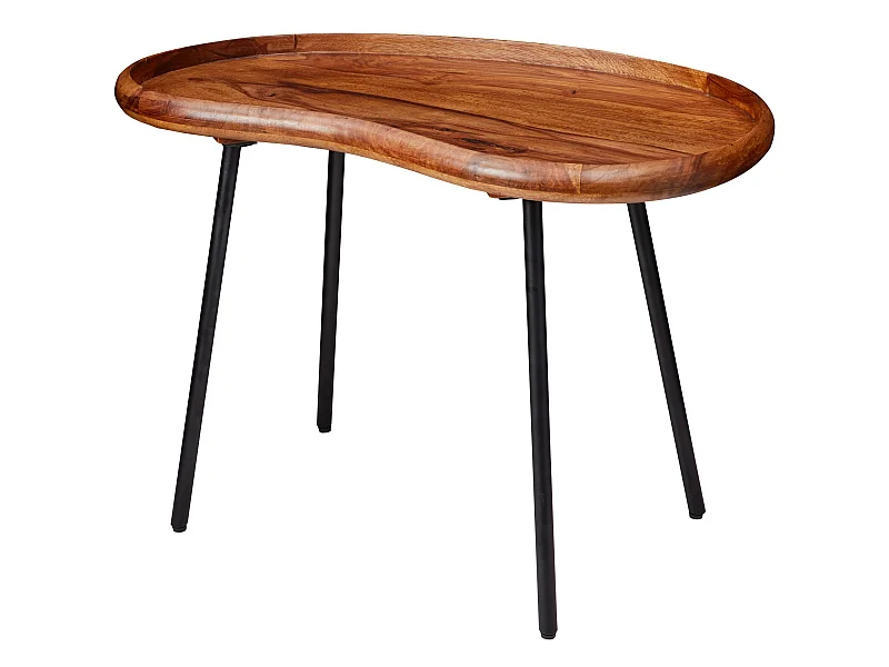 Couchtisch SV51466 Sheesham Tisch mit Metallbeinen Retro Sofatisch klein