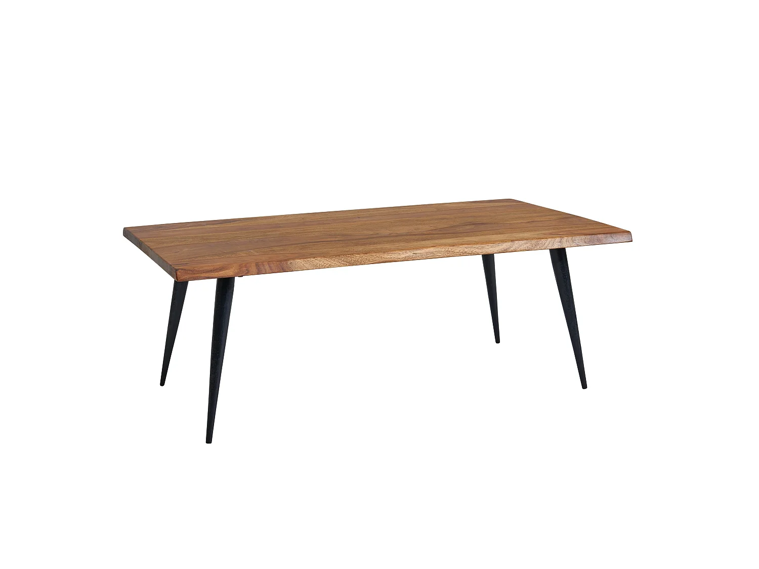 Table Basse de Salon Bois Massif et Métal Table Canapé Moderne Marron