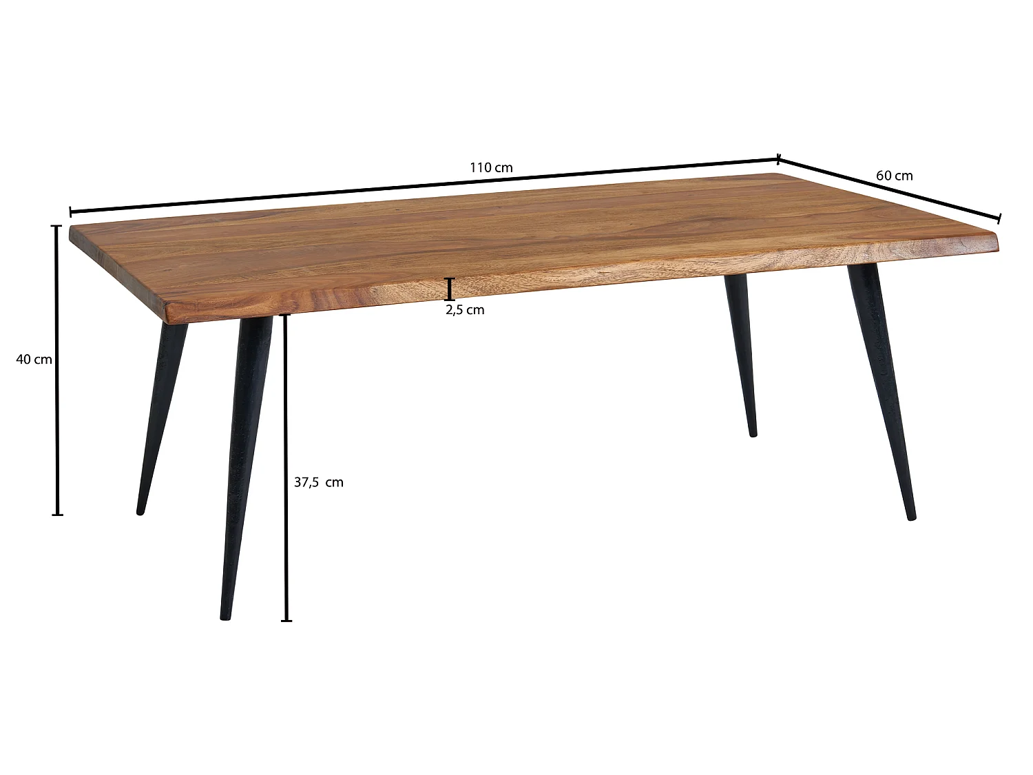 Couchtisch Holz Massiv Sofatisch Wohnzimmertisch Tisch Baumkante Modern