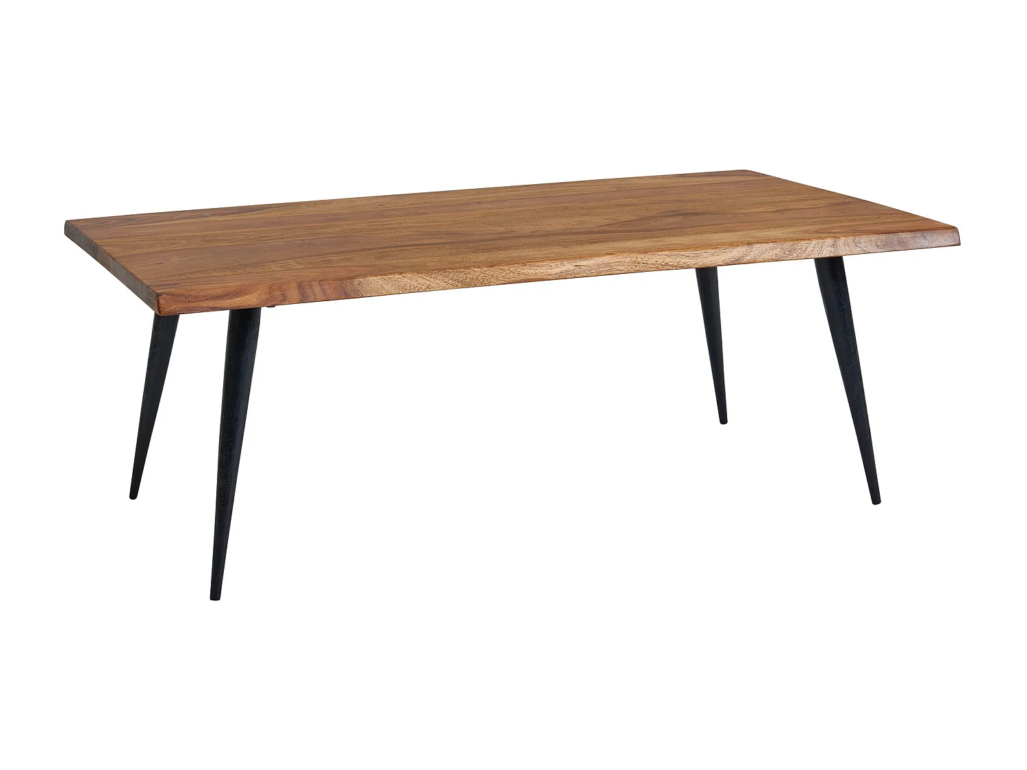 Table Basse de Salon Bois Massif et Métal Table Canapé Moderne Marron