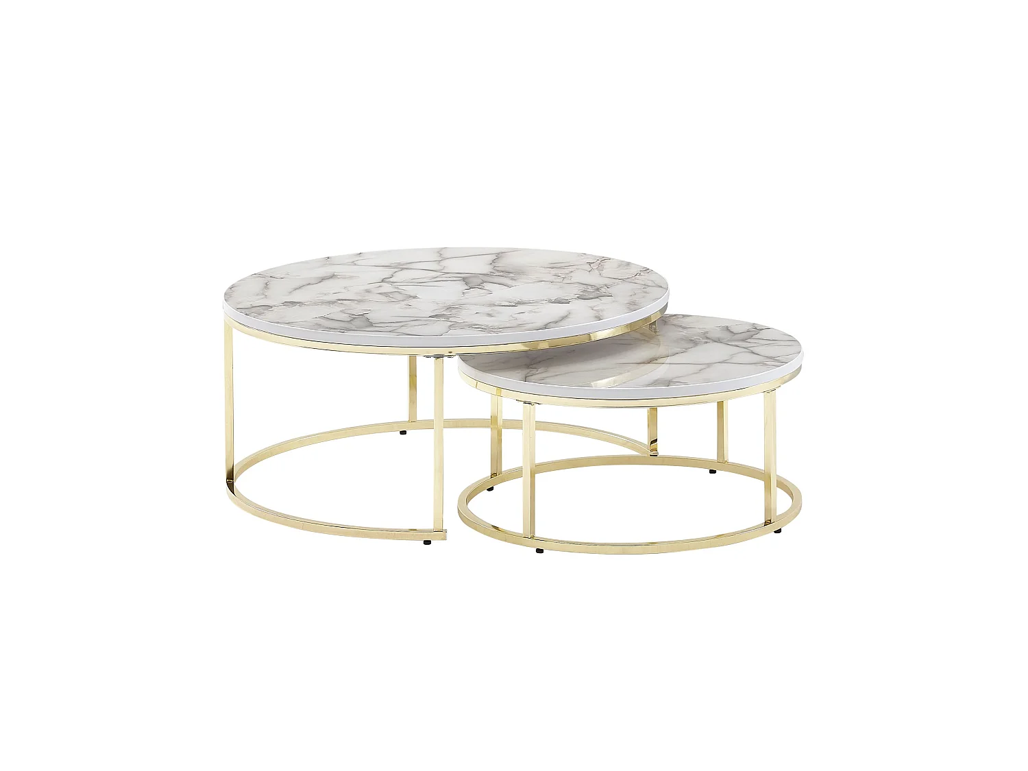 Set de 2 table gigogne optique marbre blanc table moderne
