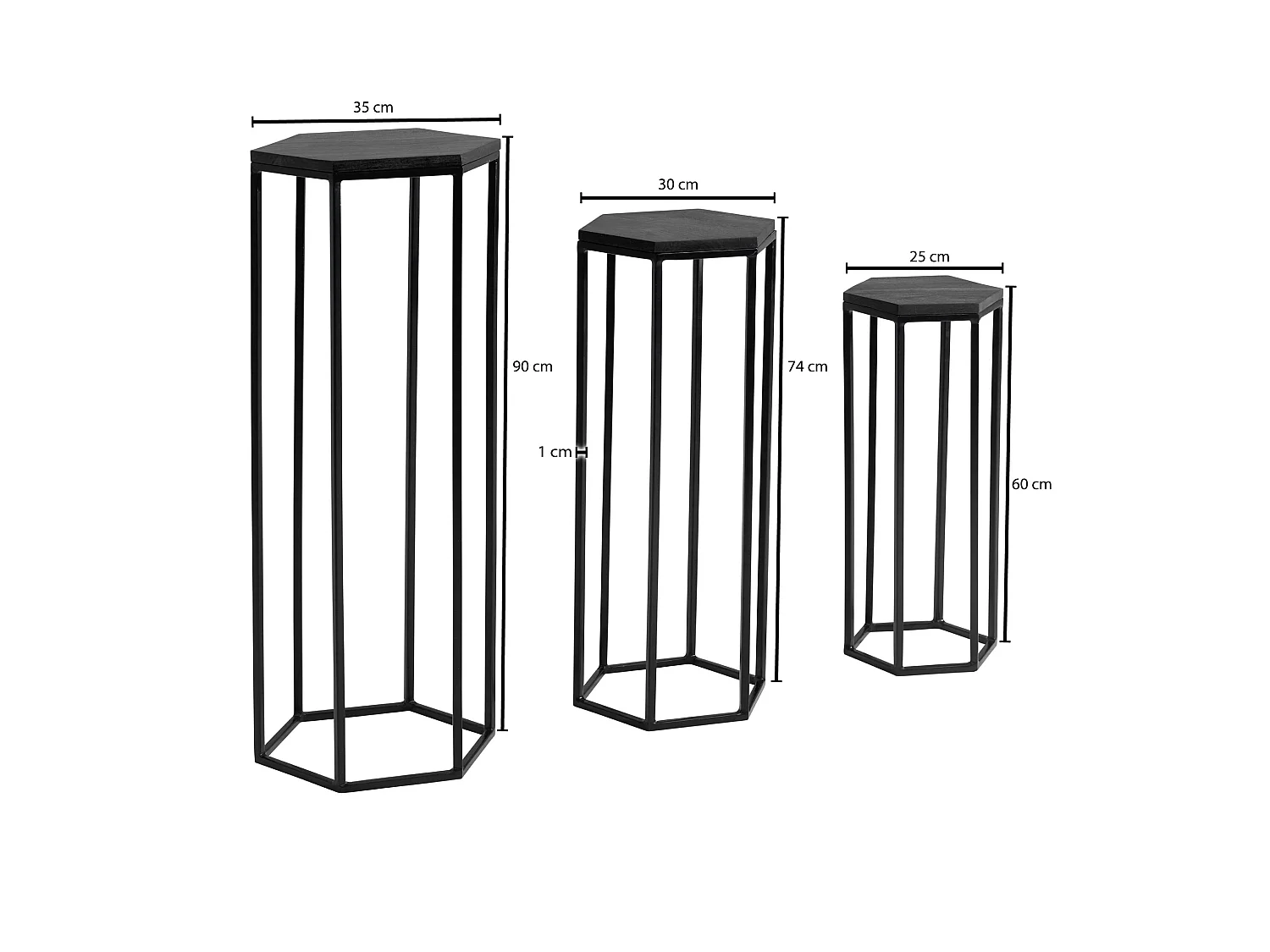 Satztisch  Massivholz Blumentisch 3er Set Säulentisch Dekosäule Eckig