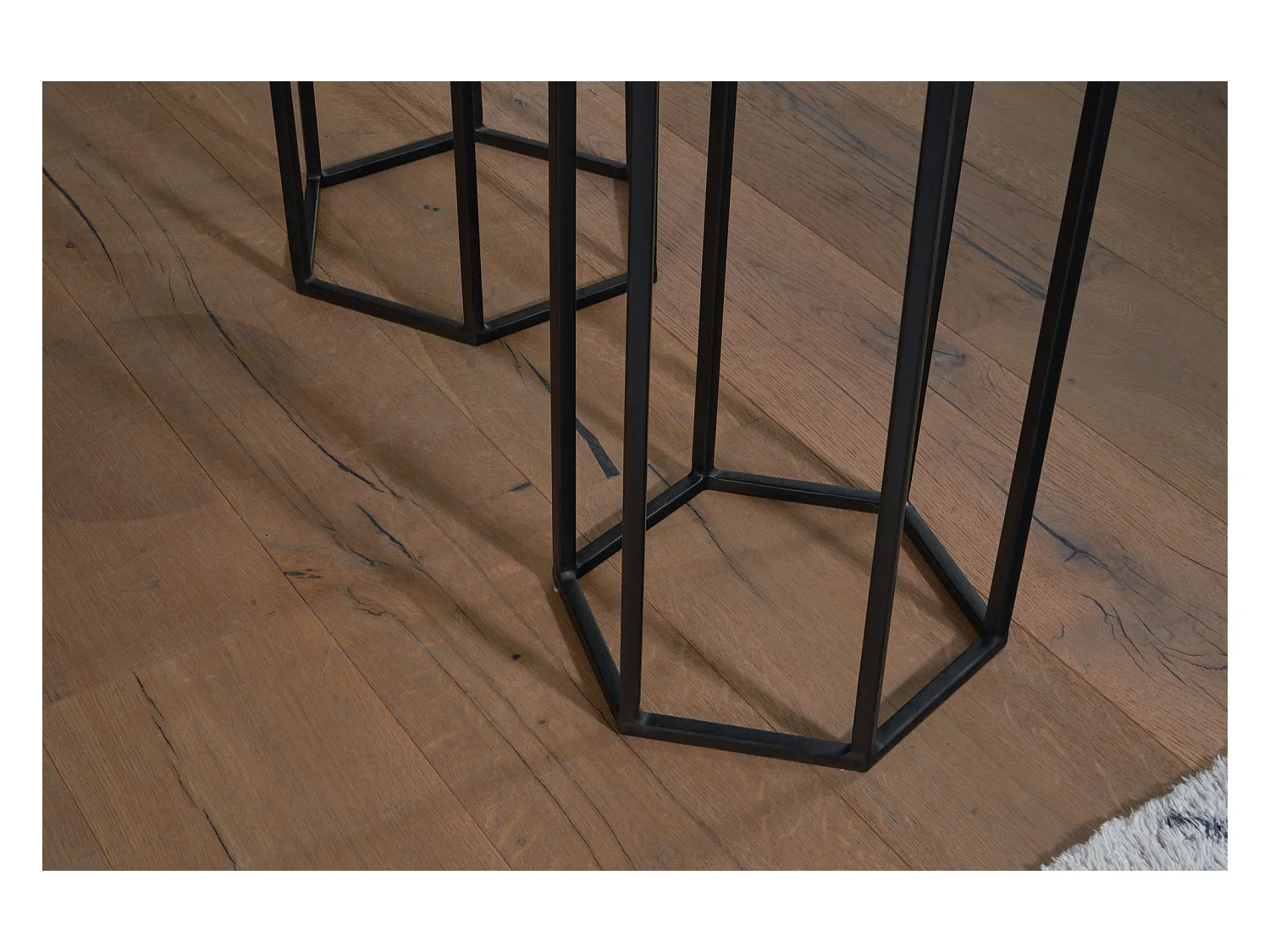 Satztisch  Massivholz Blumentisch 3er Set Säulentisch Dekosäule Eckig