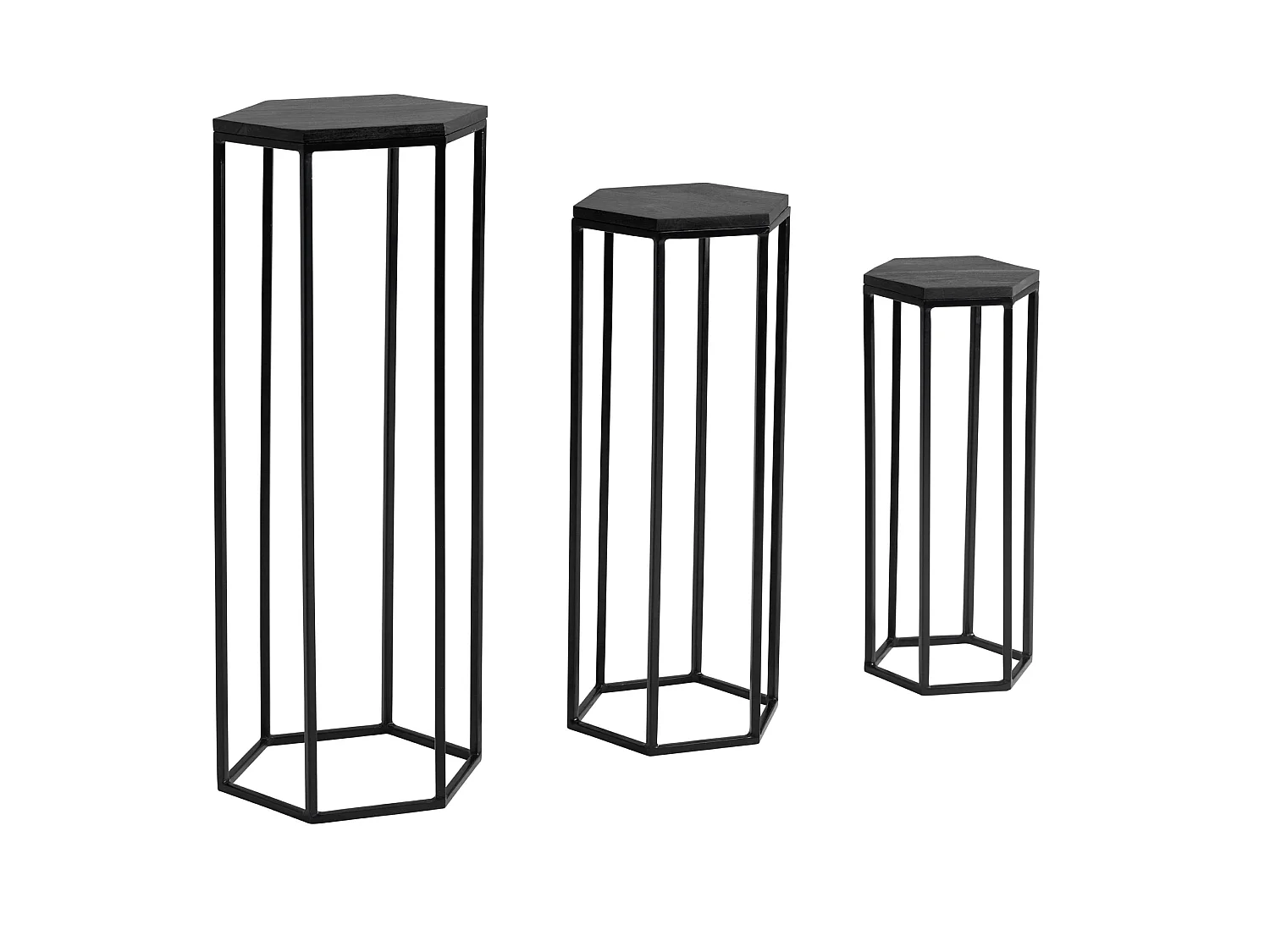 Tables Gigognes Bois Massif Table d'appoint Basse Moderne Lot de 3