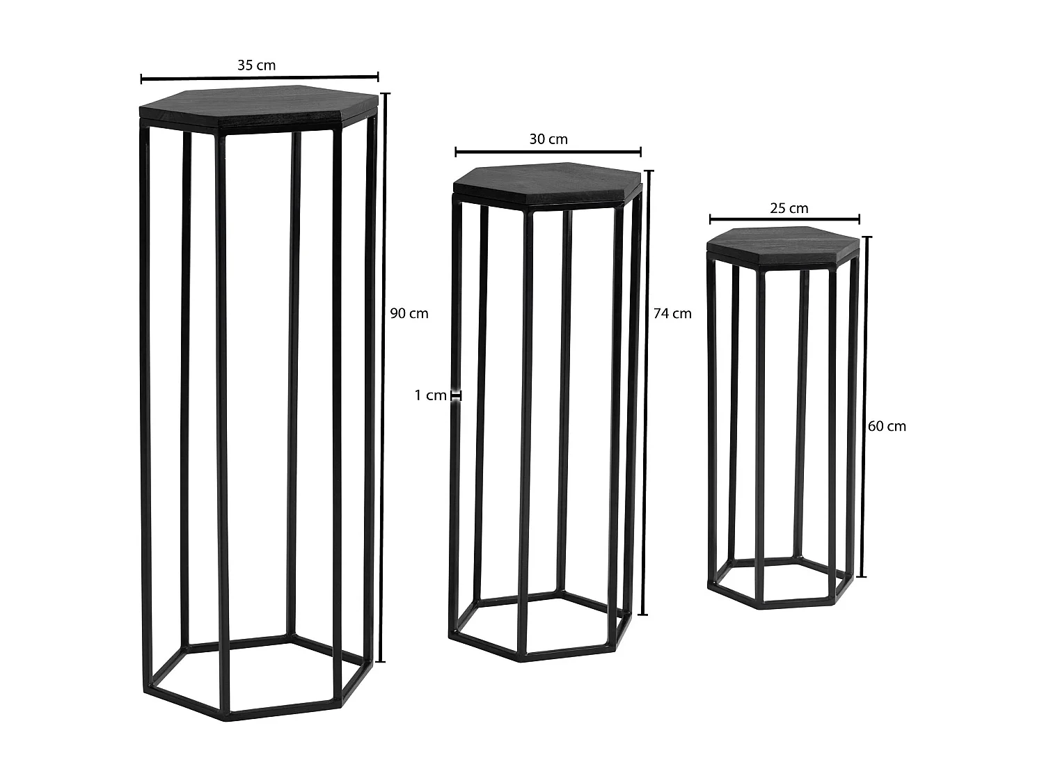 Tables Gigognes Bois Massif Table d'appoint Basse Moderne Lot de 3