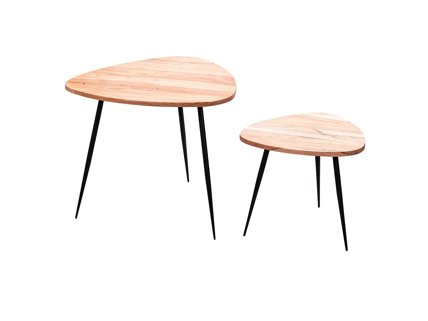 Tables gigognes Ensemble solide de 2 tables d'appoint en bois et métal