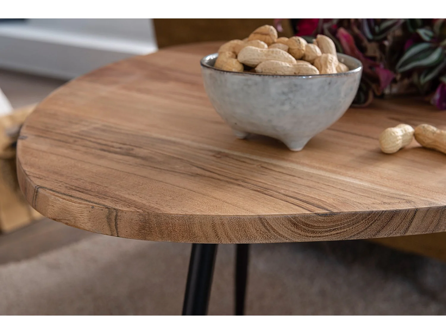 Satztisch Massiv 2er Set Beistelltisch Tisch Holz Metall Couchtisch