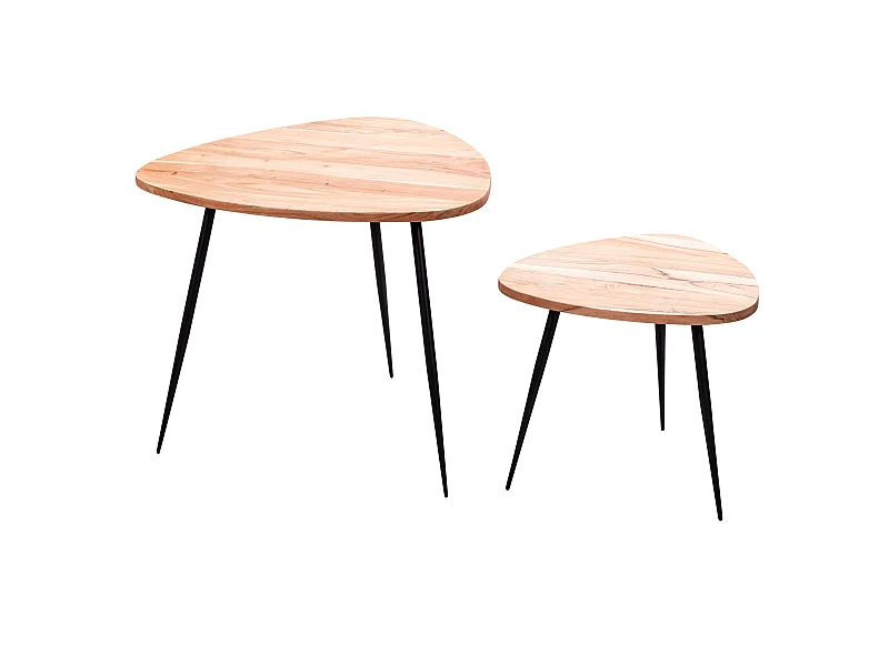 Tables gigognes Ensemble solide de 2 tables d'appoint en bois et métal