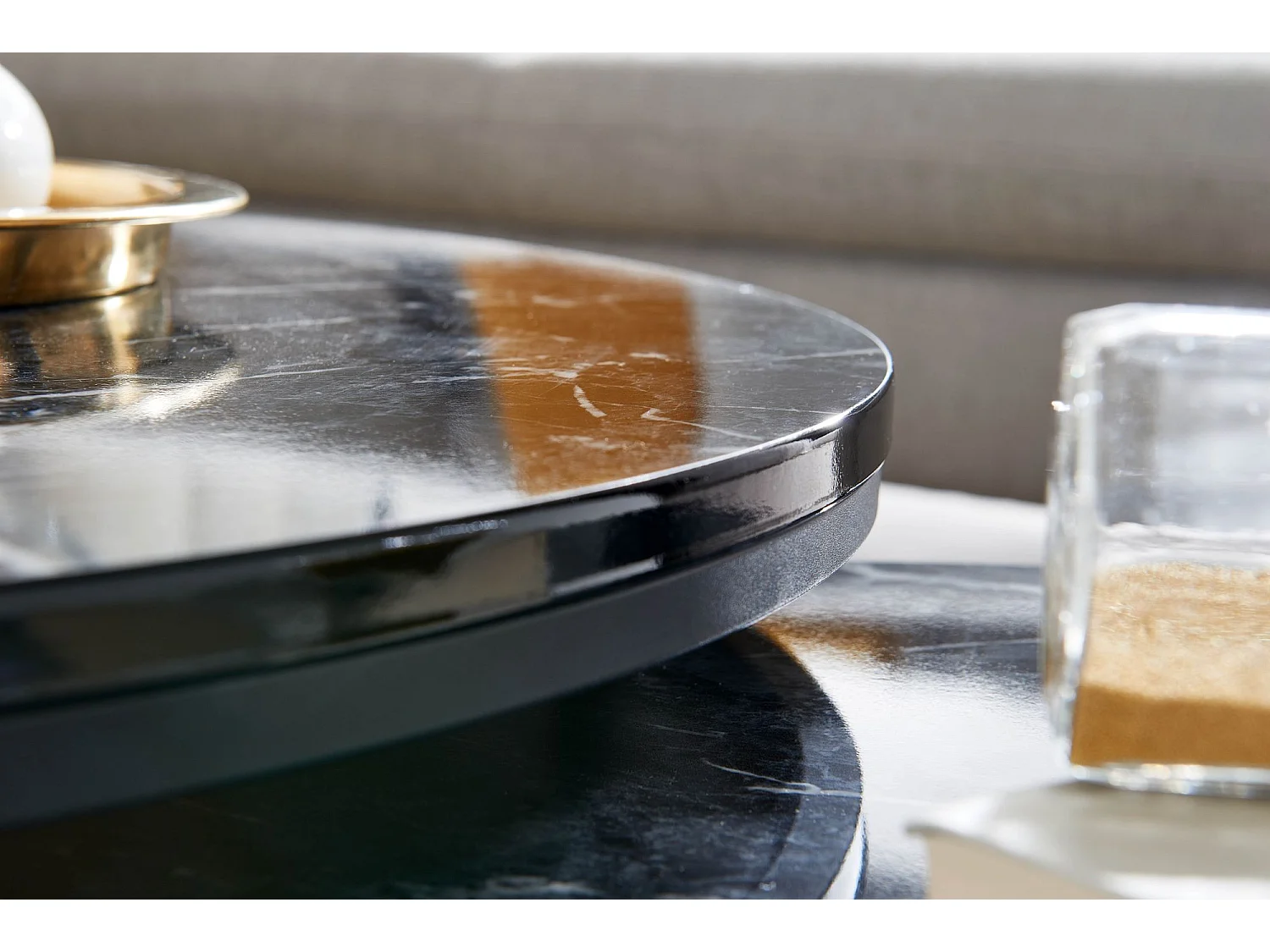 tavolo  set di 2 tavolini tavolino nero tavolino effetto marmo tavolo rotondo