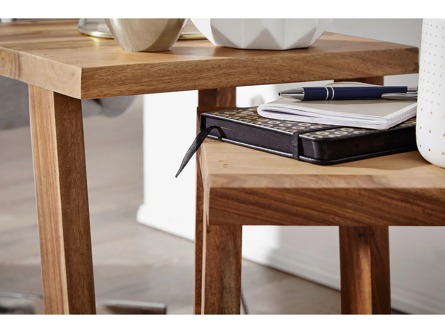 Set di 2 tavolini Legno massello Tavolini da caffè salotto