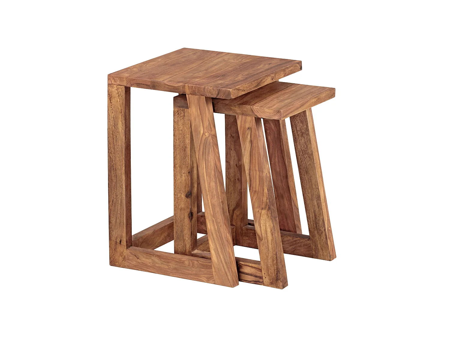 Tables gigogne Bois Massif Table d'appoint Lot de 2 Table Basse Ensemble