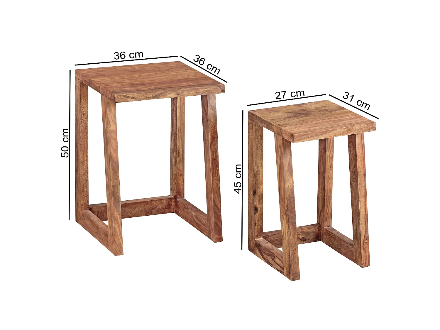Tables gigogne Bois Massif Table d'appoint Lot de 2 Table Basse Ensemble
