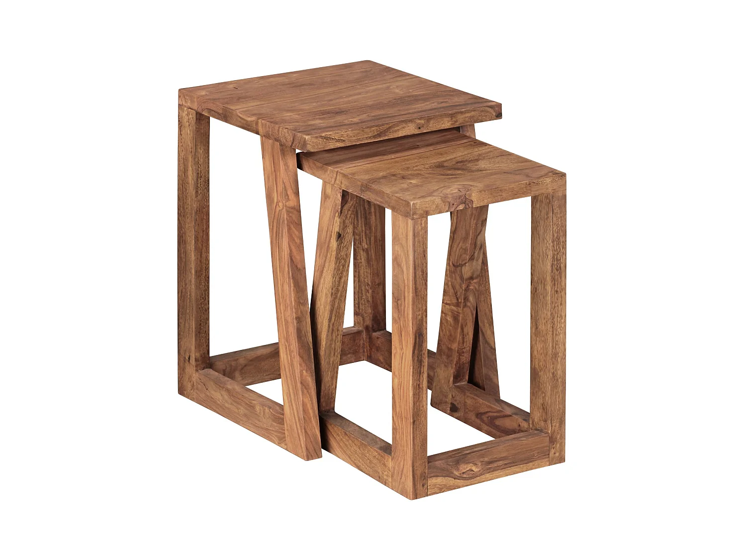 Tables gigogne Bois Massif Table d'appoint Lot de 2 Table Basse Ensemble