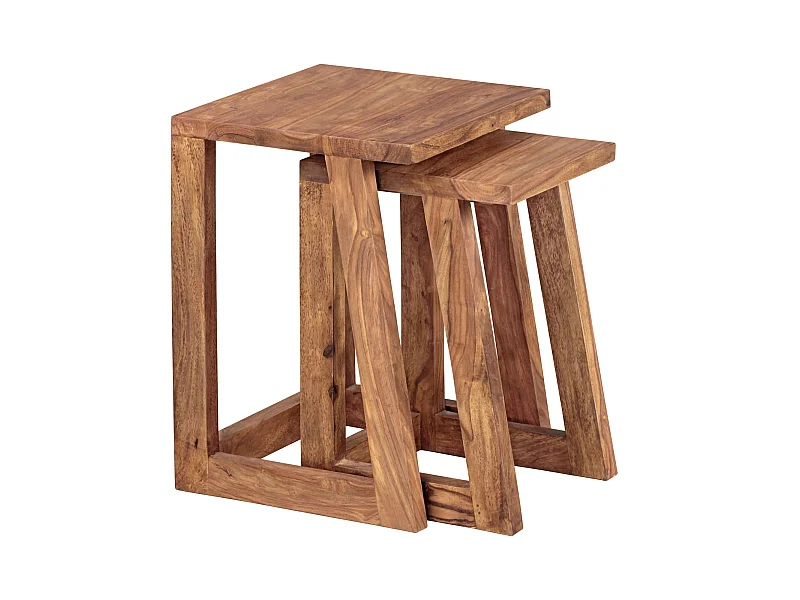 Tables gigogne Bois Massif Table d'appoint Lot de 2 Table Basse Ensemble