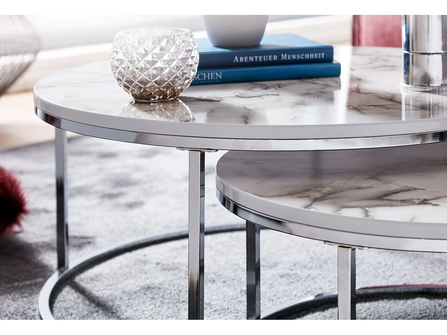 tavolo  divano tavolo set di 2 tavolini in marmo bianco ottico tavolo moderno tavolo ad incastro