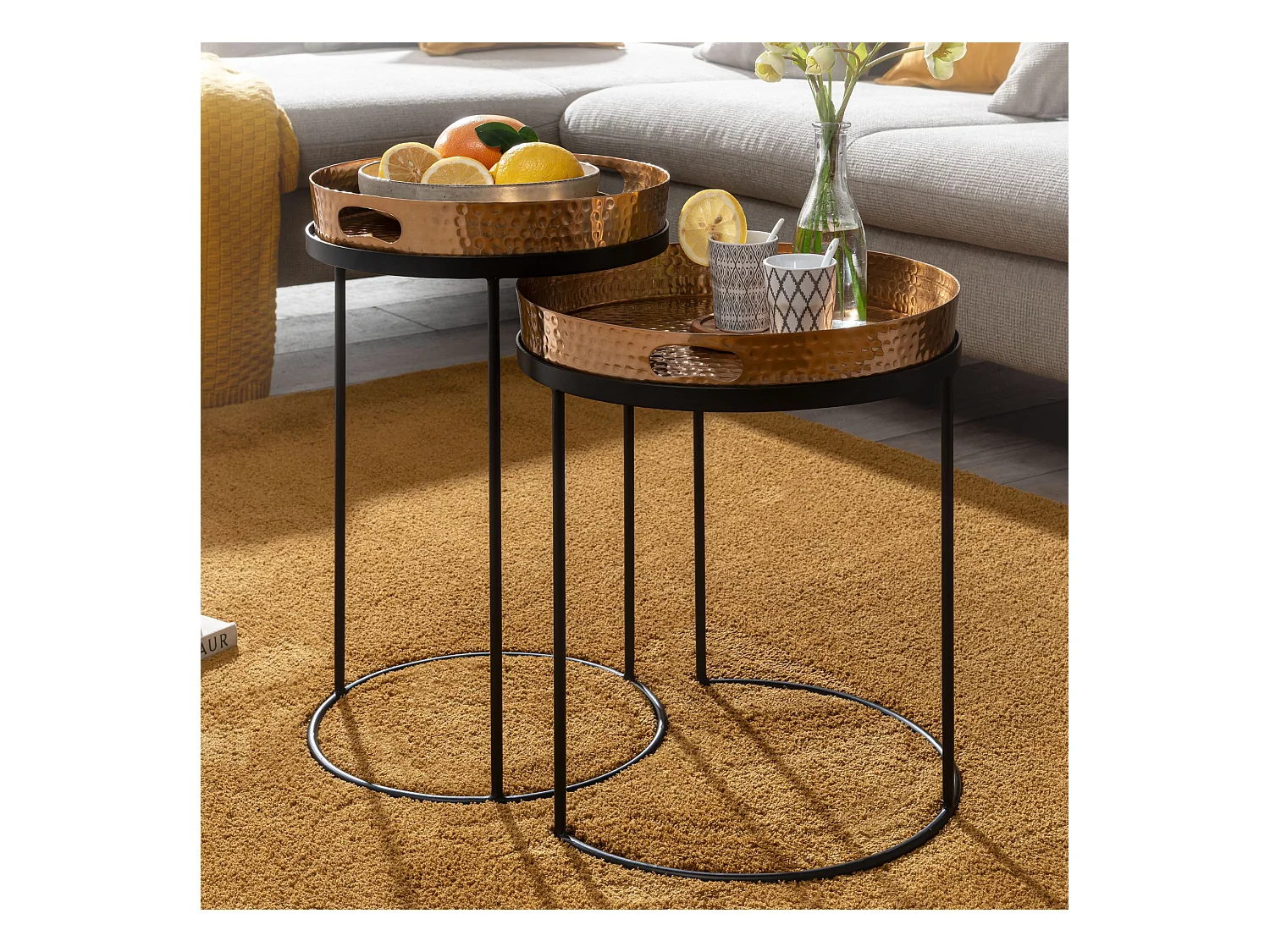 Beistelltisch  Sofatisch Set Metall Tabletttisch Couchtisch Tisch Rund